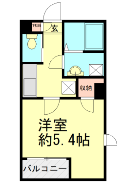 ロッジ和白丘 1号室間取り